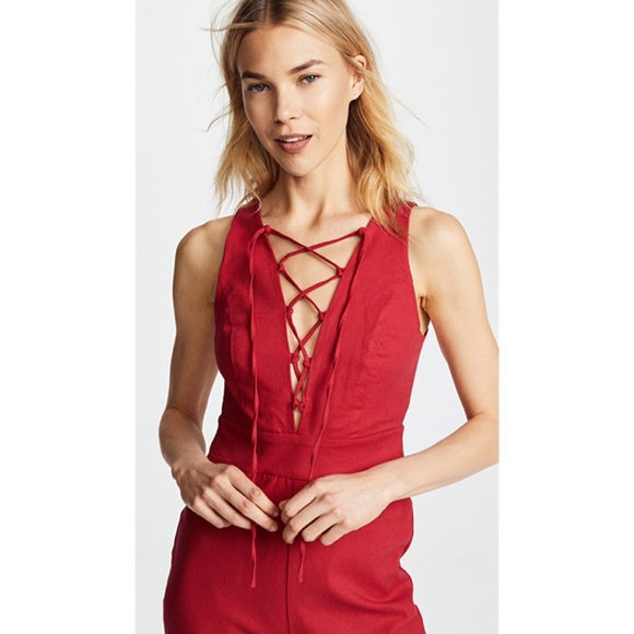 WAYF Cara Sleeveless Lace Up Jumpsuit - Picture 2 of 4